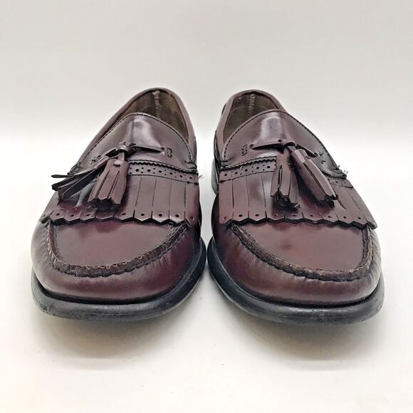 Bass Brompton Kiltie Roman Tassel Loafers Men\'s 9.5D Brown Leather Slip On Shoes